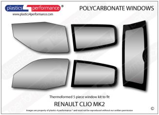 RENAULT - Clio Mk2 - Lexan Makrolon Polycarbonate window kit