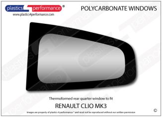 RENAULT - Clio MK3 - Lexan Polycarbonate left rear quarter window