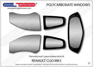 RENAULT - Clio MK3 - Lexan Polycarbonate window kit