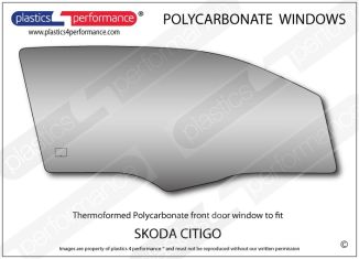 SKODA Citigo 3dr - Lexan Polycarbonate right front door window