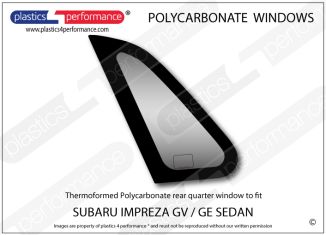 SUBARU - Impreza GV / GE Sedan - Lexan Polycarbonate left rear quarter window