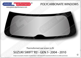 SUZUKI - Swift (RS) Gen1 - Lexan Polycarbonate rear window (2004-2010) , Also known as the MK4 Suzuki Swift