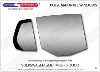 VOLKSWAGEN - Golf Mk5 - 5 door - Lexan Polycarbonate right rear door window