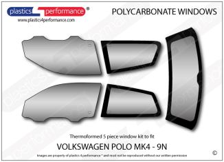 VOLKSWAGEN - Polo MK4 9N - Lexan Polycarbonate window kit