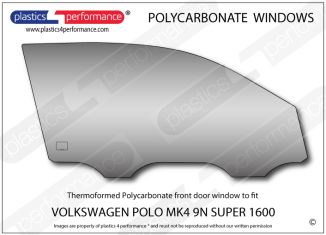 VOLKSWAGEN - Polo MK4 9N Super 1600 - Lexan Polycarbonate right front door window