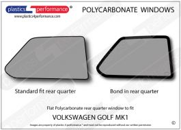 VOLKSWAGEN - Golf Mk1 - Lexan Polycarbonate right rear quarter window