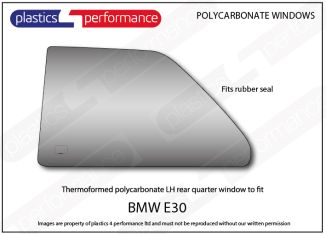 BMW - E30 - Coupe - Lexan Polycarbonate left rear quarter window to fit in rubber seal