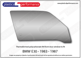 BMW - E30 Coupe - Lexan Polycarbonate right front door window