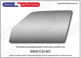 BMW - E30 M3 Lexan Polycarbonate left front door window - Late type
