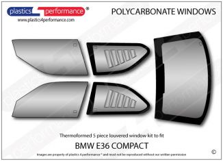 BMW - E36 Compact - Lexan Polycarbonate Louvered window kit