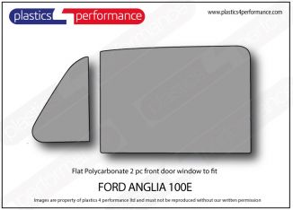 FORD - Anglia 100 - Lexan Polycarbonate left hand front door window - 2 piece
