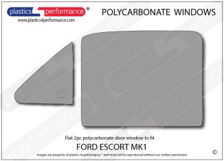 FORD - Escort Mk1 - Lexan polycarbonate left front door window - 2 piece