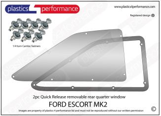 FORD - Escort MK2 - Lexan Polycarbonate Quick Release right rear quarter window