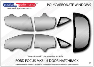 FORD - Focus MK3 - 5dr hatchback - Lexan Polycarbonate window kit