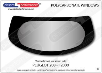 PEUGEOT 208 F2000- Lexan Polycarbonate rear window
