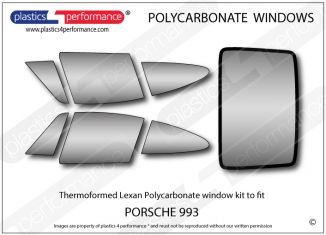PORSCHE - 993 - Lexan Polycarbonate window kit (with optional one piece front door window)