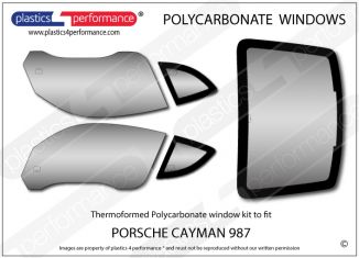 Porsche Cayman 987 Lexan window kit with WRC sliders