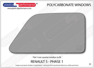 RENAULT - 5 1st Generation - Lexan Polycarbonate right rear quarter window