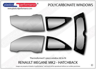 RENAULT - Megane MK2 - Lexan Polycarbonate window kit