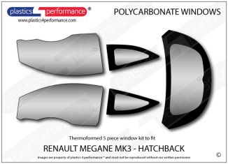 RENAULT - Megane MK3 - Lexan Polycarbonate window kit