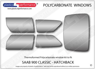 SAAB - 900 Classic - 3dr Coupe - Lexan Polycarbonate window kit