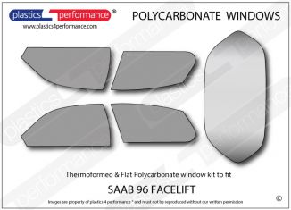 Saab - 96 Facelift - Lexan Polycarbonate window kit