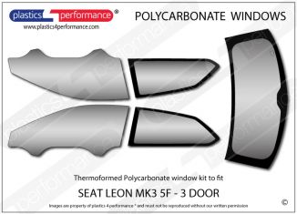 SEAT - Leon MK3 5F 3dr - Lexan Polycarbonate window kit