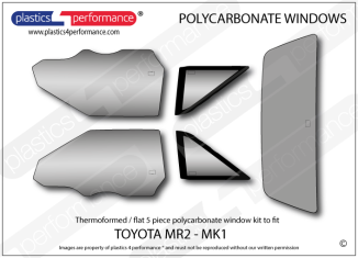 Toyota MR2 MK1 Lexan Polycarbonate windows - Plastics 4 Performance