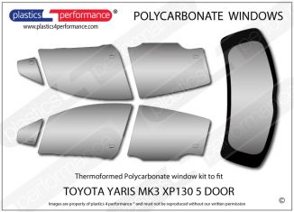 TOYOTA - Yaris MK3 XP130 5dr - Lexan Polycarbonate window kit