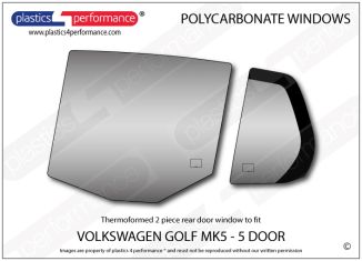 VOLKSWAGEN - Golf Mk5 - 5 door - Lexan Polycarbonate left rear door window