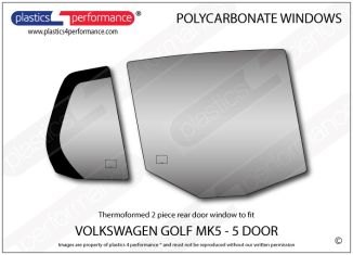 VOLKSWAGEN - Golf Mk5 - 5 door - Lexan Polycarbonate right rear door window