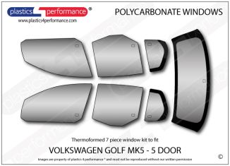 VOLKSWAGEN Golf Mk5 5dr - Lexan Polycarbonate window kit